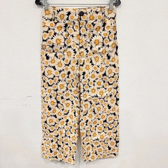 NWOT Anthropologie Maeve Colette Crop Wide-Leg Pants Daisy Print Women’s Size 27 - Picture 2 of 4